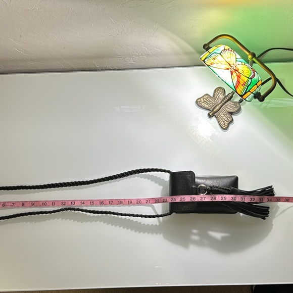 Dress Barn black vegan leather braided crossbody w/ tassels - Picture 8 of 11